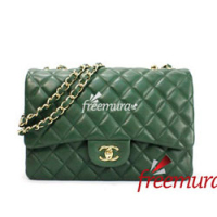 샤넬 클래식 램스킨 라지 그린금장