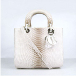 크리스찬 디올 1886 토트 뱀피 프린트 화이트