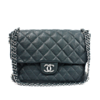 샤넬 11FW 램스킨 체인 빅백 네이비그린