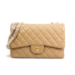 샤넬 클래식 램스킨 2.55 라지 베이지/금장