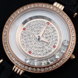 쇼파드 해피 다이아몬드 (천연수정) 큐빅 금장 블랙