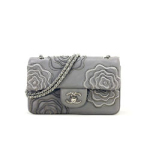 샤넬 램스킨 로즈자수 플랩숄더백 스몰 그레이