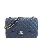 샤넬 캐비어 클래식 더블플랩 라지 네이비