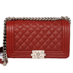 샤넬 캐비어 보이백 버건디