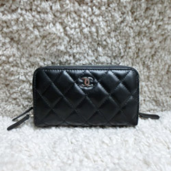 샤넬 램스킨 지퍼 3단 동전지갑 은장