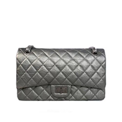 샤넬 빈티지 칼프스킨 플랩백 그레이/은장