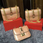 발렌티노 체인 크로스백 핑크골드