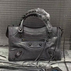 발렌시아가 미니 시티 소가죽 그레이