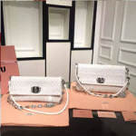 미우미우 Matelasse Metallic Leather Chain Wallet