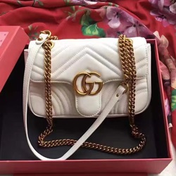 구찌 마몬트 마틀라세 숄더백 스몰 화이트