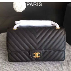 샤넬 클래식 캐비어 금장 25cm